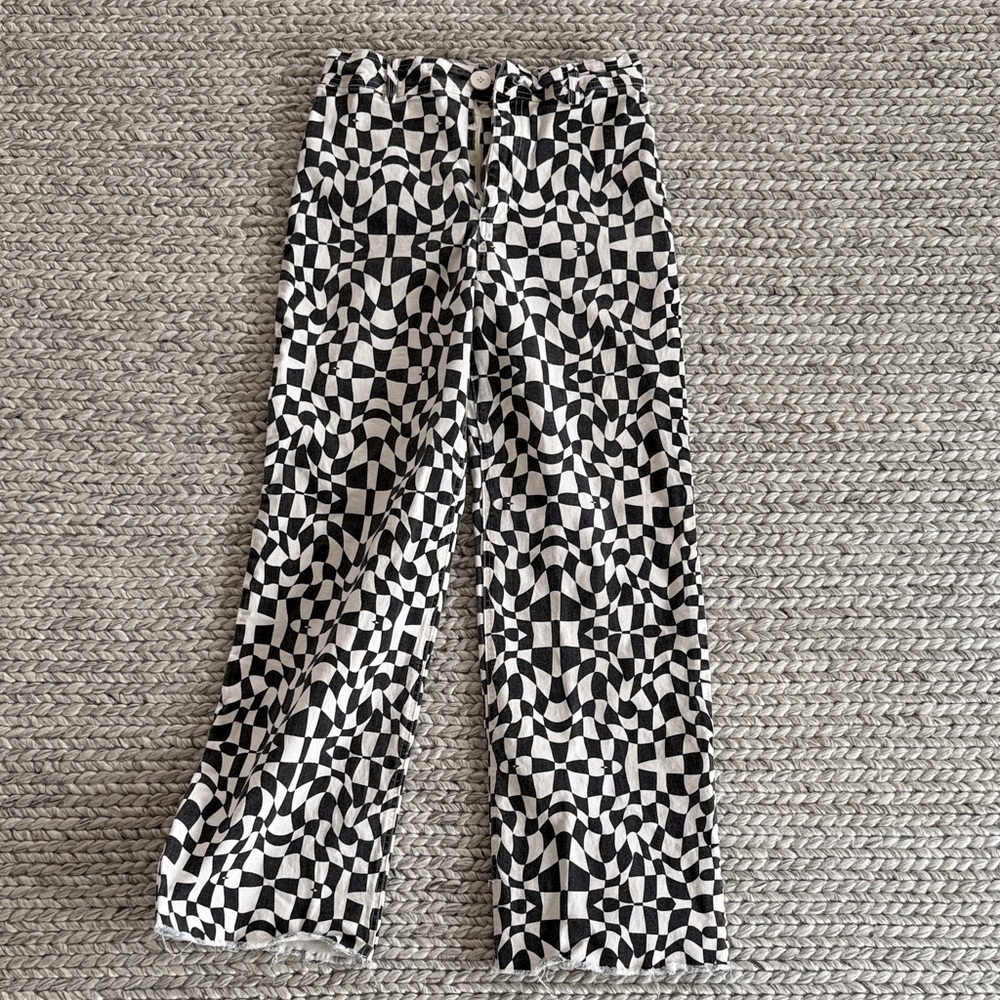 Black & White Geometric Boot Cut Pants